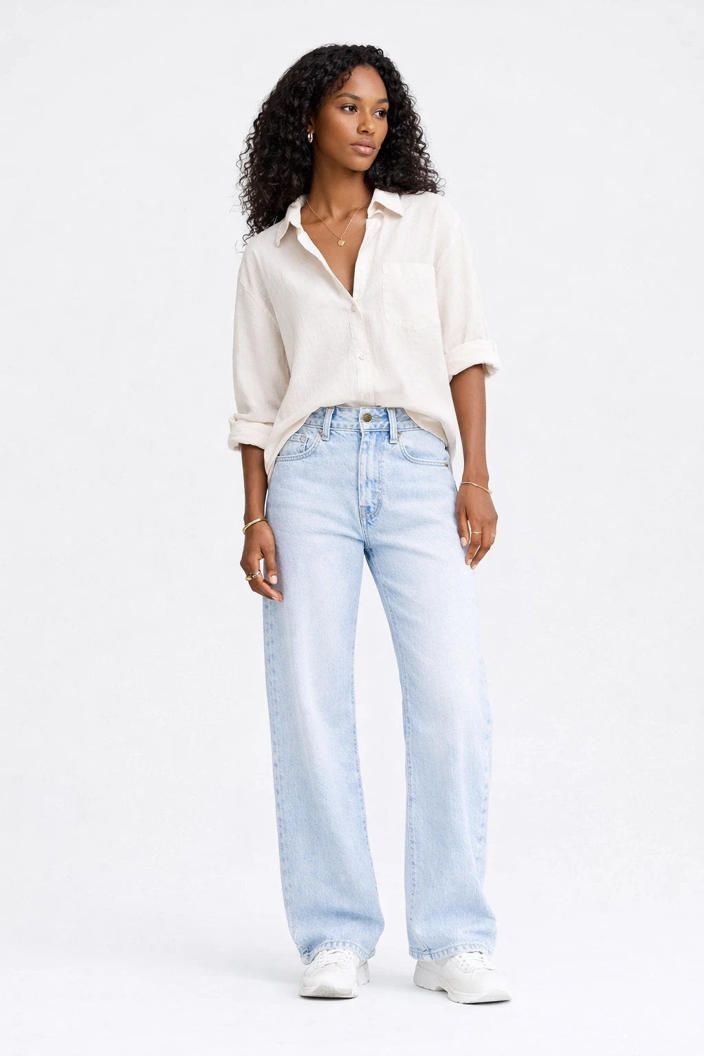 Jean sur-mesure boyfriend taille basse – Blue Confidence - BS202 - Vue 1