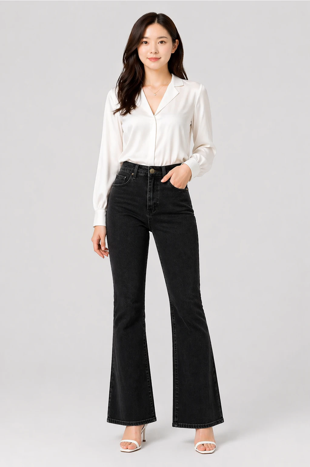 Jean sur-mesure flare taille haute – Pure Structure - FS306 - Vue 1