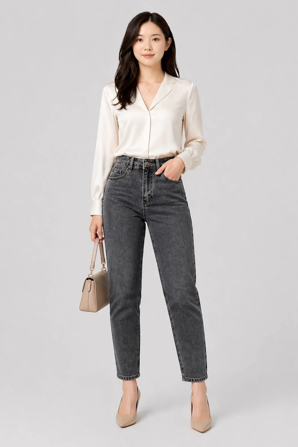 Jean sur-mesure coupe mom taille haute – Essential Drift - ME405 - Vue 1