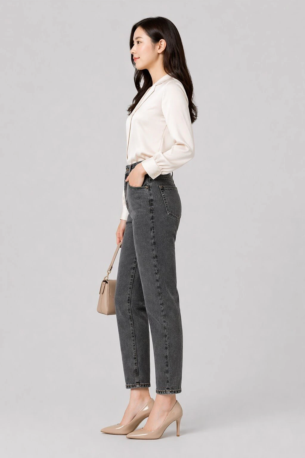 Jean sur-mesure coupe mom taille haute – Essential Drift - ME405 - Vue 3