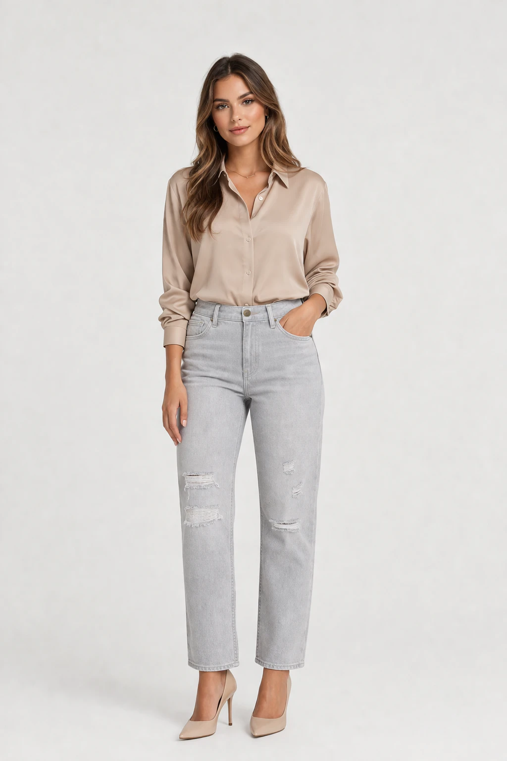 Jean sur-mesure coupe droite taille haute – Tailored Ease 3 - SG707 - Vue 1