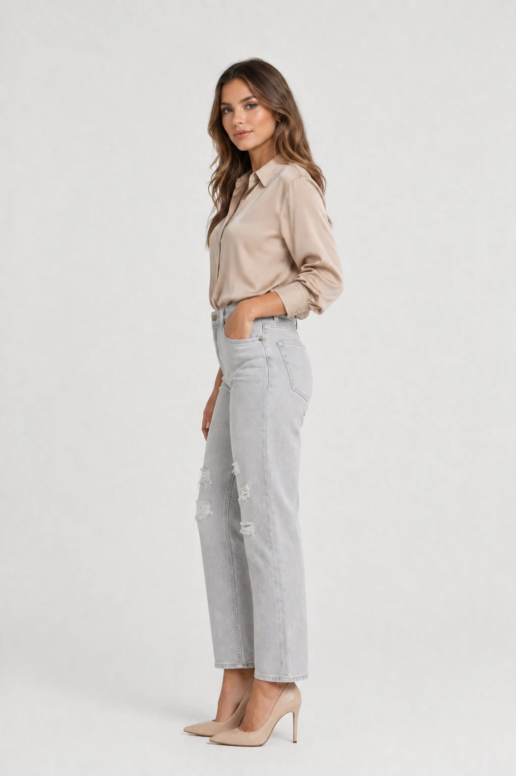 Jean sur-mesure coupe droite taille haute – Tailored Ease 3 - SG707 - Vue 3