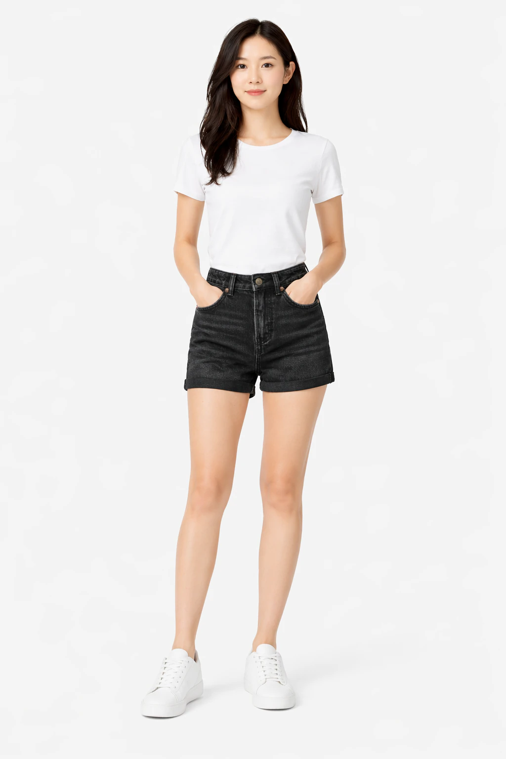 Short en jean sur-mesure noir taille haute – Tailor Breeze - SH904 - Vue 1