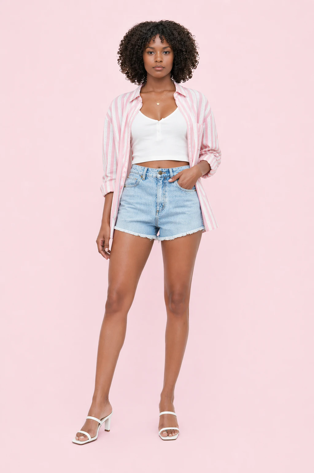 Short en jean sur-mesure taille haute – Comfort Code - SH906 - Vue 1