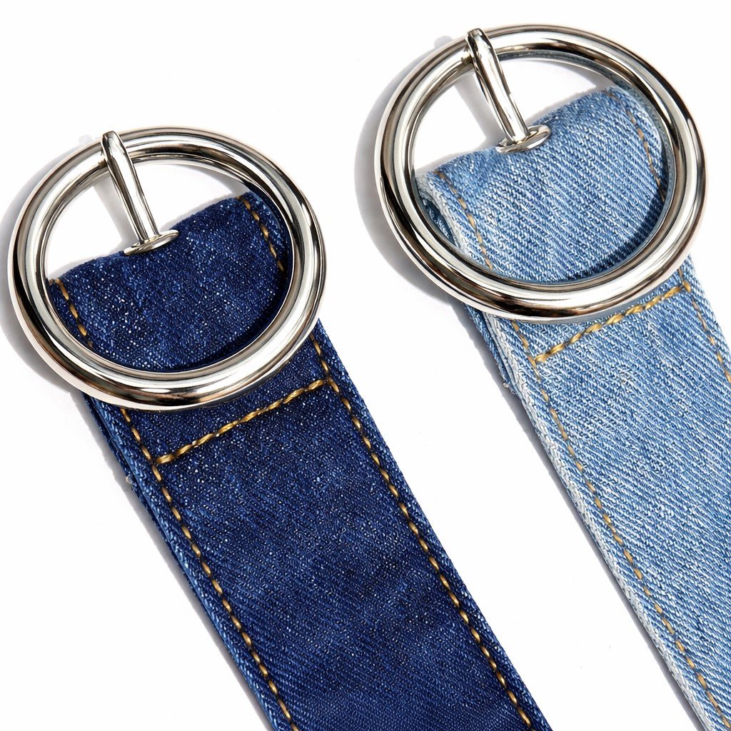 Ceinture Loop en Denim à Boucle Ronde argentée – Style Casual & Tendance – Image 4