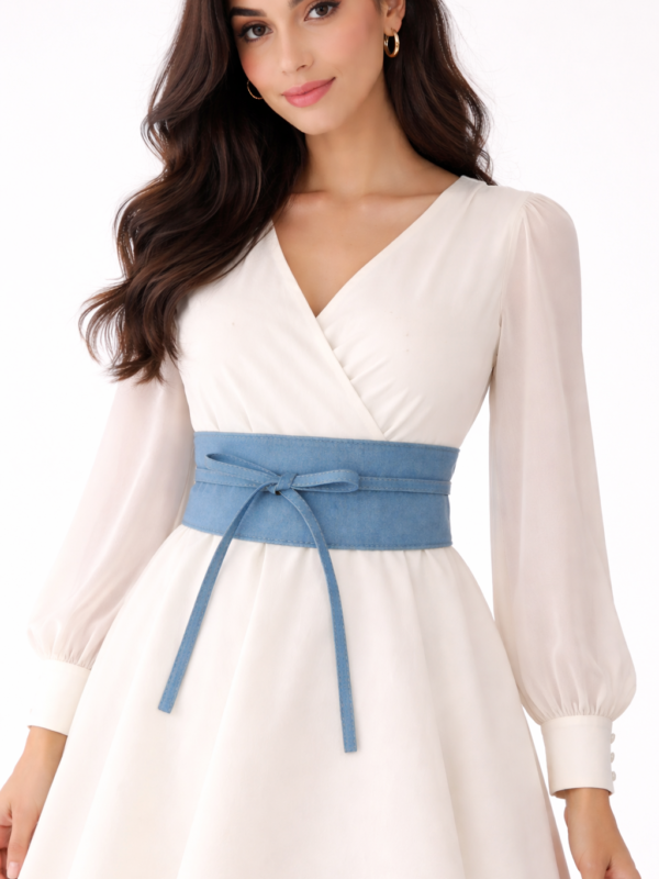 Ceinture Obi en Denim Personnalisable – Large Ceinture à Nouer Femme