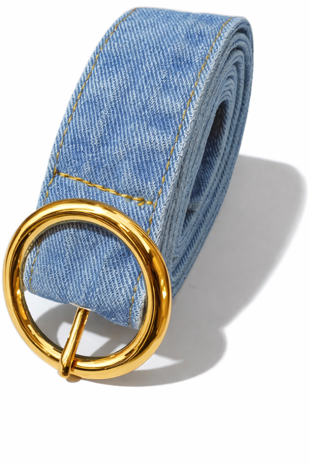 Ceinture Loop en Denim Personnalisable à Boucle Ronde dorée – Style Casual & Tendance