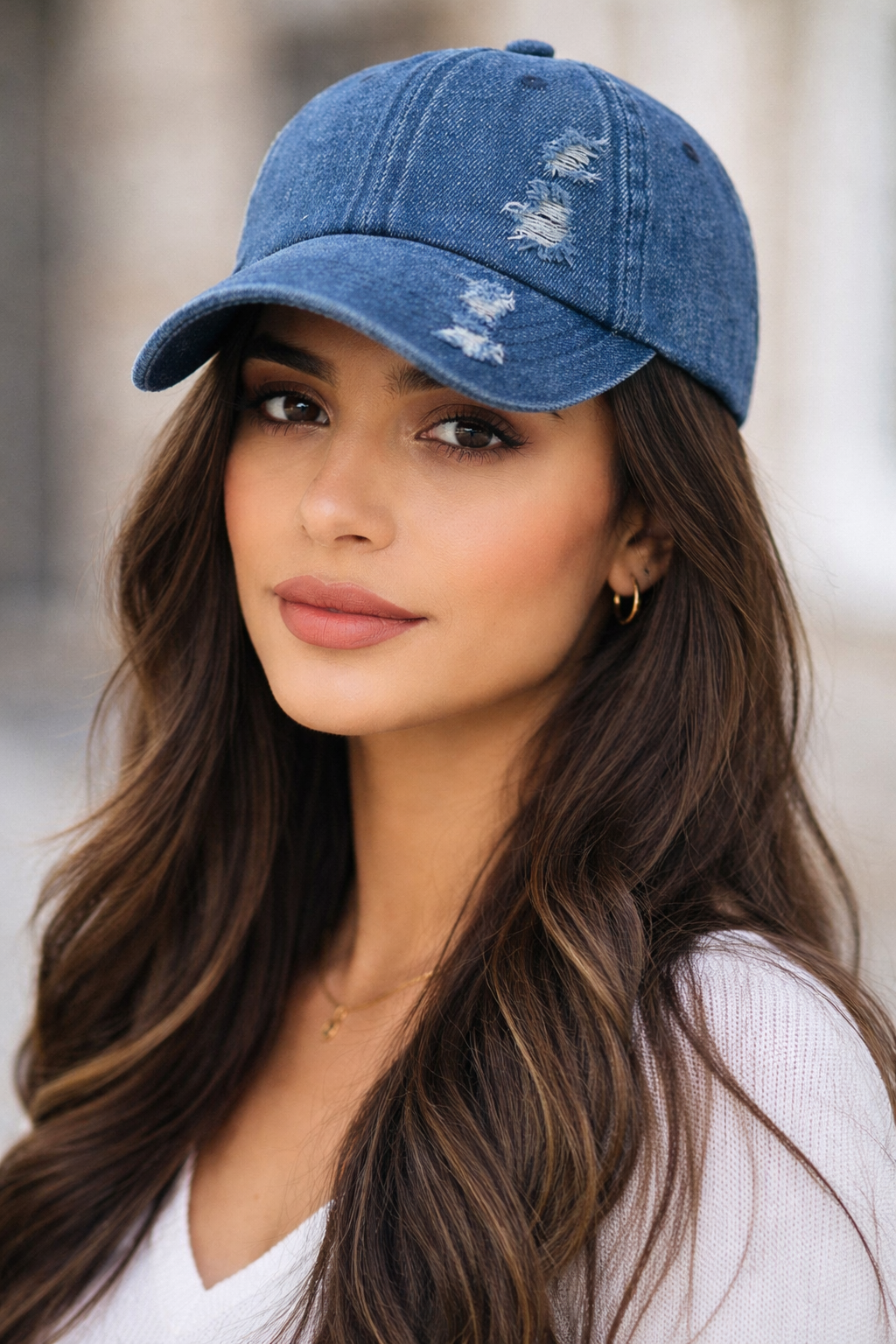 Casquette Frayden en denim personnalisable - effet usé