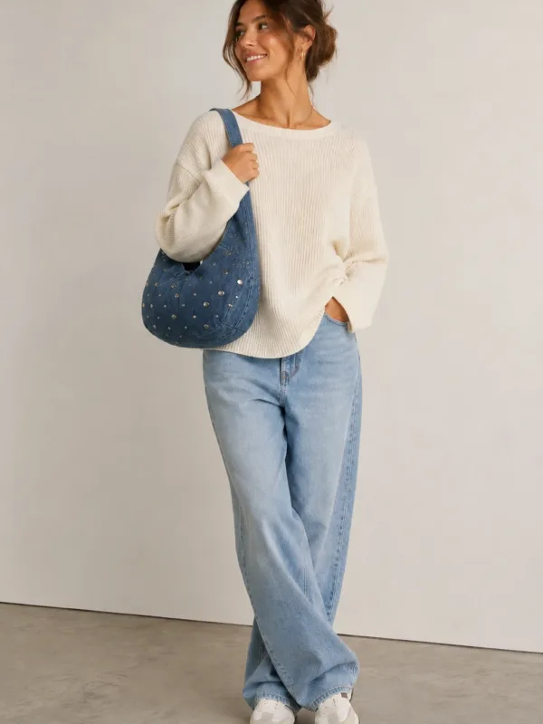 Sac hobo en denim personnalisable – Modèle Nomad