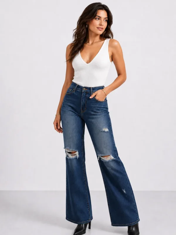 Jean sur-mesure flare taille moyenne – Indigo Grace | HOLDENIM