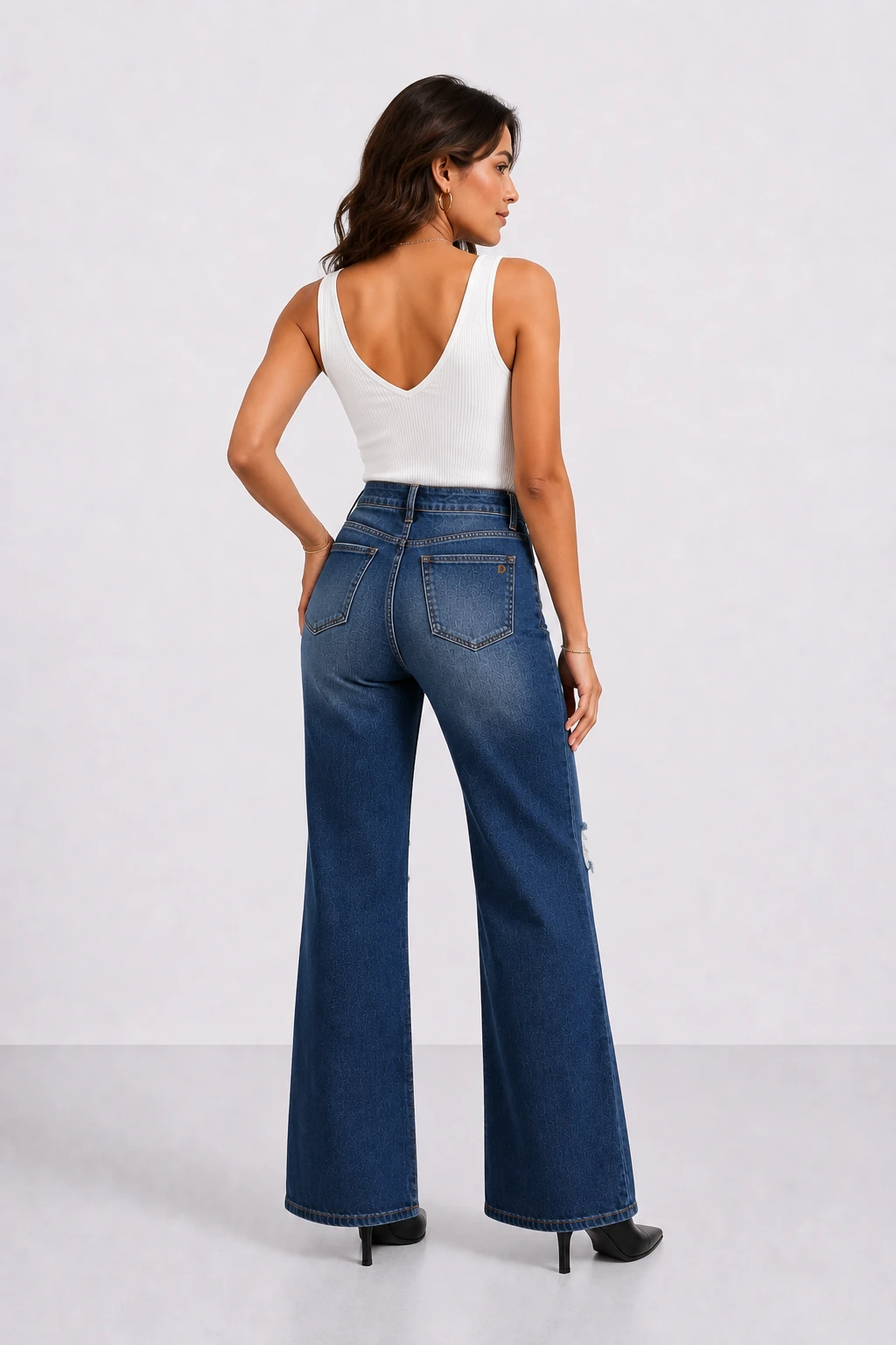 Jean sur-mesure flare taille moyenne – Indigo Grace | FS309 - Vue 2