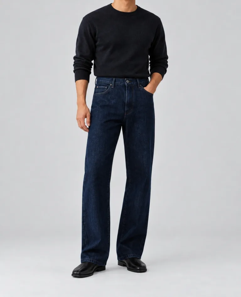 Jean homme Loose Straight Dark Rinse – Coupe droite ample à taille haute